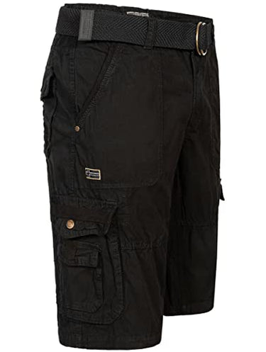 Geographical Norway Cargo Shorts Kurze Hose Knielang Short Bermuda Sommer Urlaub Freizeit FVS Production H-H, Hosengröße:L, Farbe:Schwarz im Sale